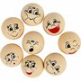 Hoofden - Houten Ballen Met Gezicht - Blije Houten Balletjes - DIY Knutselen - Vrolijke Houten Hoofden - Diameter 20mm - Beige Kleur - 16 Stuks