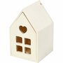 Huis Met Lade - Decoratieve Houten Huis - DIY Opberg Huisje - Houten Miniatuur Decoratie - Hoogte 10,8cm - Diepte 6,8cm - 1 Stuk