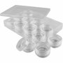 Transparante Opslagdoos Met Potjes - Organisatieset - Knutselbenodigdheden - DIY Opbergdoos - Kralen en Materialen - H: 20mm - Ø35mm - 10ml - 12 Stuks
