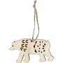 Ornament - Houten Ornament IJsbeer - Hout IJsbeer Decoratie met Ophangkoord - 4,5x7,5 cm - 4 Stuks