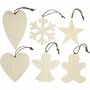Ornamenten, afm 9-11 cm, dikte 4 mm, 6 stuk