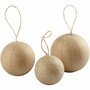 Ornamenten - Handgemaakte Papier Maché Ornamenten - Drie Maten Decoratieve Ballen met Ophanglus - 4+5+6 cm - 6 Stuks