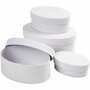 Ovale Dozen Wit - Stevig Karton - Set Van 4 - H: 4+5+6+7 cm - L: 10+12+14+16 cm - Voor Cadeaus, DIY Bewaardozen & Knutselprojecten - Wit Karton