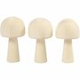 Houten Paddenstoelen - DIY Decoratie - Licht Hout Voor Schilderen & Houtbranden - Perfect Voor Knutselprojecten & Miniatuurdecor - Hoogwaardige Kwaliteit - H: 5,2cm - Ø2,9cm - Set Van 3 Stuks
