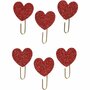 Paperclips, rood glitter, hart, d 30 mm, 6 stuk/ 1 doos