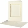 Passepartout Kaarten - Off-White - Rechthoek Met Gouden Rand - DIY Decoratieve Kaarten - Creatieve Kaarten Met Envelop - Formaat 10,5x15cm - Envelop 11,5x16,5cm - Set Van 10