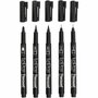 Permanente stift, zwart, lijndikte 2x0,6+2x0,8+1,3 mm, 5 stuk