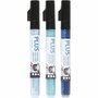 Acrylstift Set Lichtblauw, Blauw, Turquoise - Acrylmarker - Verfstift - Multi Stift - Waterbasis Tekenstift - Stift Steen Papier Canvas Glas Porselein Plastic Hout Karton Metaal - Hemelsblauw, Marineb
