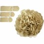 Zijdepapier Pompons Goud - Happy Moments Pompons Decoratie - DIY Gouden Pompons Set - Creatieve Feestversiering Pompons - Zijdepapier Gouden Decoratie - Diameter 20, 24, 30 cm - 3 Stuks