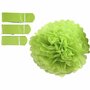 Zijdepapier Pompons Lime - Happy Moments Pompons Decoratie - DIY Limegroene Pompons Set - Creatieve Feestdecoratie Pompons - Zijdepapier Decoratie Pompons - Diameter 20, 24, 30 cm - 3 Stuks