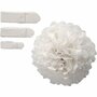 Pompon van papier, wit, d 20+24+30 cm, 14 gr, 3 stuk/ 1 doos