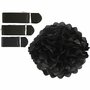 Zijdepapier Pompons Zwart - Happy Moments Pompons Decoratie - DIY Zwarte Pompons Set - Creatieve Feestdecoratie Pompons - Diameter 20, 24, 30 cm - 3 Stuks