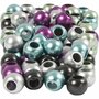 Pony kralen, metallic kleuren, 60 gr, d 10 mm, gatgrootte 4 mm, 125 ml/ 1 doos