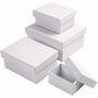 Rechthoekige Dozen - Witte Kartonnen Dozen - Decoratieve Doosjes - Diverse Hoogtes - 8,5x11,5cm en 11x14cm - Set van 4 Stuks