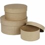 Ronde Dozen - Set Van 3 Stuks - Papier-Maché Bewaardozen - Handgemaakt & Stevig - Perfect Voor Knutselen & DIY Decoratie - H: 5+6,5+7,5 cm - Ø10+13+16 cm - Duurzame Opbergoplossing