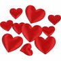 Satijnen harten, rood, afm 10+20 mm, dikte 1-2 mm, 70 stuk/ 1 doos