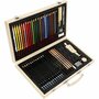 Tekenset & Schetsset - Complete Tekenkit Voor Beginners & Professionals - Inclusief Kleurpotloden, Grafiet, Houtskool & Accessoires - Luxe Houten Opbergdoos - Diverse Kleuren - 1 Stuk