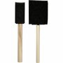Schuimpenselen - Foam Kwasten - Houten Steel - DIY Verfkwasten - Sponskwasten - Verfrollers - Hobbykwasten - 15,5-16 cm - Breedte 25+50 mm - 2 Stuks