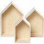 Showdozen Hout - Set Van 3 - Huisvormige Displayboxen - Wanddecoratie, Opslagdozen, Organizer, Open Kastjes Voor DIY, Fotolijst, Hobbyspullen & Speelgoed Opbergen