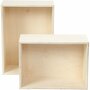 Houten Showdozen - Rechthoekig - Set Van 2 - Handige Open Opbergdoos - Multifunctioneel Voor Display, Knutselmaterialen, DIY Decoratie, Fotolijsten & Organisatie
