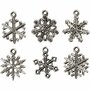 Sneeuwvlok, antiek zilver, H: 20 mm, gatgrootte 1,5 mm, 18 div