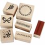 Stempelset natuur - Set van 7 met houten handvat en gedetailleerde motieven - Geschikt voor diverse inkten en verf