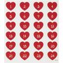 Rode Stickers - Harten Met Cijfers 1-24 - Advent-Stickers - Scrapbooking & Kaarten-Decoratie - Kerst & Valentijn-Decor - DIY - 15x16,5 cm - 1 Stickervel