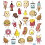 Stickers Fast Food - Zelfklevende Stickers - Kinderfeest Decoratie - Cartoon Stickers - DIY Scrapbooking - Knutsel Stickers - Feestelijke Stickers - 15x16,5 cm - 1 Vel