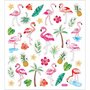 Stickers Flamingo - Zelfklevende Stickers - Transparante Folie - Met Glitter & Zilverfolie Details - Voor Kaarten, Knutselen & Scrapbooking - 15x16,5 cm - 1 Set
