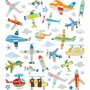 Vliegtuig Stickers - Helikopters, Wolkjes, Raket, Sterren - Kleurrijke Stickerset - 1 Vel met 30+ Stickers - Perfect voor Kinderprojecten, Schooldecoratie en DIY