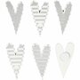 Stickers - Zelfklevend - Zilver, Wit - Lange Harten - Kerst, Valentijn - 8 stuks