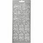 Stickers - zilver - ooievaar met baby - 10x23 cm