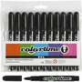 Stiften - Viltstiften - Zwart - Semi Transparant - Lijndikte 5mm - Colortime - 12 stuks