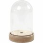 Decoratieve stolp met houten voet - Transparante display voor DIY decoraties - MDF topplaat met optie voor licht - Hoogte 12,5 cm, diameter 8 cm