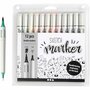 Tekenstiften, standaardkleuren, lijndikte 1+2-5 mm, 12 stuk