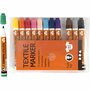 Textielstiften, diverse kleuren, lijndikte 2-4 mm, 12 stuk/ 1 doos