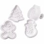 Uitsteekvormen met Stempel - Kerst Koekjesvormen - DIY Bakvormen Voor Koekjes, Klei & Marsepein - Creatieve Knutselset Voor Kerstversiering - Kerstboom, Sneeuwpop & Meer - Hoogte 5 cm - Set van 4 Stuk