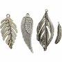 Veren, antiek zilver, afm 29-55 mm, gatgrootte 12-20 mm, 4 stuk