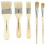 Vernis Kwasten - DIY Kwasten Set - Platte Kwasten Voor Vernis - Diverse Maten (13+16+25+35+50 mm) - Lengte 18,5-21,5 cm - Geschikt Voor Hobby En Kunst - Set van 10 Stuks