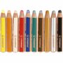 Woody 3-in-1 Kleurpotloden - 10 Kleurpotloden Voor Creatieve Projecten - 11 cm Lang, 10 mm Dikte - Diverse Kleuren - 10 Stuks