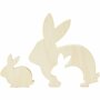 2-in-1 Houten Konijntjes Set - Mama & Baby Konijn - Natuurlijke Houten Decoratie - Losmaakbare Houten Figuren - DIY Knutselset - Babykamer Decor - 5+10,5 cm - 1 Set
