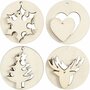 2-in-1 Hangende Decoraties - Houten Cirkel Ornamenten - DIY Houten Decoratie - Creatieve Knutsel Set - Houten Hanger - Ø 7 cm - 3 mm Gatgrootte - 4 mm Dikte - 8 Stuks