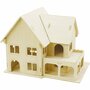 3D Houten Constructie Set - DIY Houten Modelbouw - Huis met Veranda - 3D Puzzel - Knutselpakket voor Volwassenen & Kinderen - Zelfbouw Miniatuurhuis - 22,5x16x17,5 cm