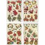 3D Vellen - Kerst Knipvellen - DIY Hobby Vellen - Kerst Uitdrukvellen - Scrapbooking Vellen - Kaarten Maken - Multicolor Papier - Glitterlak Vellen - Set van 4 Vellen - 21x30 cm