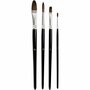 Aquarelpenselen - Waterverf Penselen - Watercolor Brushes - Verfkwasten - Schilderpenselen - Kunstschilderspenselen - Detailpenselen - Set met Korte Steel - 4 Stuks - 17,5-20,5 cm - B: 3-13 mm