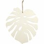 Blad - Monstera - Met Ophanglus - Home Decoratie - Hout - H: 35 cm, D: 3 mm, B: 34 cm - Creotime - 1 stuk