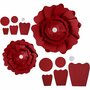 Papieren Bloemen - Knutselpakket - Rood - Structuurkarton - DIY Decoratie - Inclusief Instructies & Tape - 15+25 cm - 230 gr - 2 Stuks
