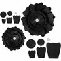 Papieren Bloemen - DIY Bloemen Knutselset - Zwart - Structuurkarton - Creatieve Decoratie - Inclusief Tape & Instructies - 15+25 cm - 230 gr - 2 Stuks