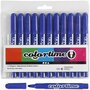 Stiften Blauw - Blauwe Viltstiften - Kleurstiften - Tekenstiften - Stiften Met Dikke Punt - Waterbasis - Zeer Intense Kleuren - Lijndikte 5mm - 12 stuks