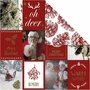 Scrapbook Papier - Design Papier - Creatief  Knutselpapier - Goud - Rood - Kerstmotieven & Denneappels - 180 grams - Vivi Gade - 3 vellen